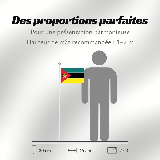 Proportions du drapeau : Mozambique	Mosambik	Mozambico	Moçambique	علم موزمبيق	Mozambiko	Mozambikas Republikas	Sainan i Maozambika	Флаг Мозамбика	Mozambika	Musaanbiiq	Moçambiques	Msumbiji