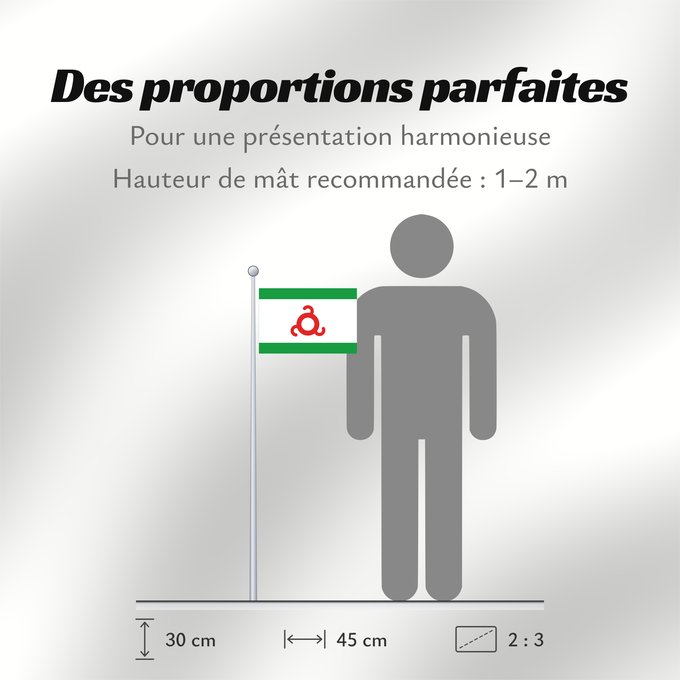 Proportions du drapeau : Ingushetia	Republic of Ingushetia	Inguschetien	Inguscezia	Флаг Ингушетии