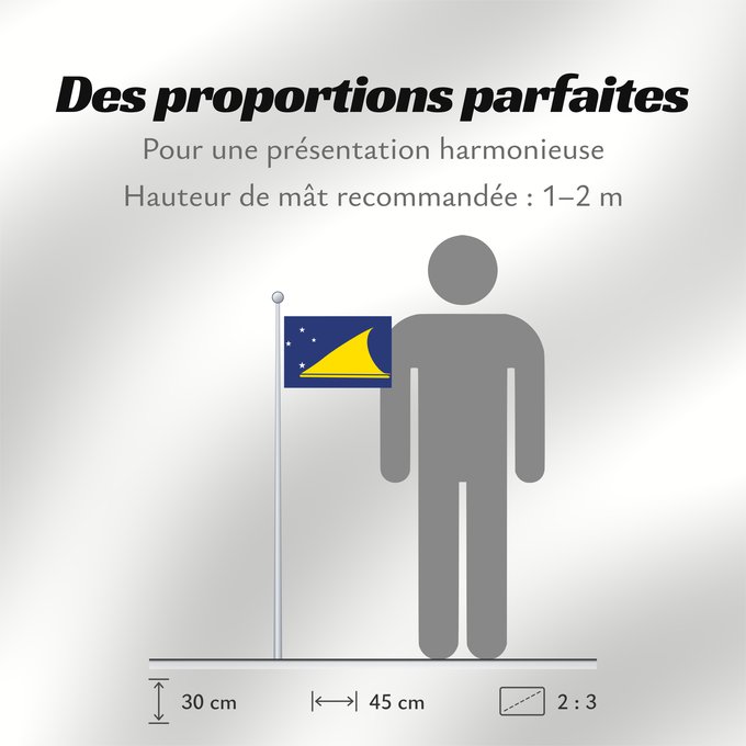 Proportions du drapeau : Tokelau	Tokelau since May 2008	Tokelau que fuera adoptada en mayo de 2008 por el parlamento local de este territorio dependiente de Nueva Zelanda	Pīwari o Tokelau