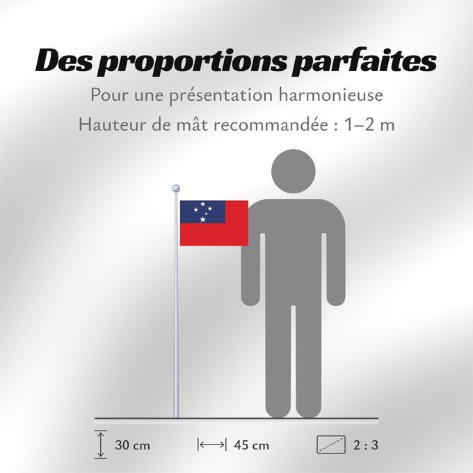 Proportions du drapeau : Samoa	Pīwari o Hāmoa	Samoe	Fu‘a o Sāmoa