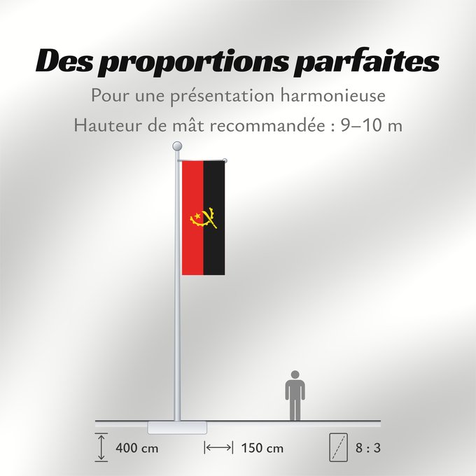 Proportions du drapeau : Angola	Dell Angola	የአንጎላ ሰንደቅ ዓላማ	علم أنغولا	Angoly	Σημαία της Αγκόλας	پرچم آنگولا	Angolan	अंगोला ध्वज	Bandel a Ngola	Ala Angolayê	Bɛndɛ́lɛ ya Angola	Sainan i Angola	Angolei	Флаг Анголы	Angole	Angoola	Seboko ye Angola	Angolas	அங்கோலா கொடி	Mujeko ya Angola
