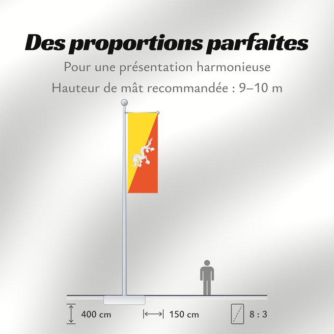Proportions du drapeau : Bhutan	Bhoutan	Bután	Butão	علم بوتان	ভূটানের পতাকা	ཧྥ་རན་ས་ཀྱི་དར་ཆ།	Bhutani lipp	Bhutanin	Watawat ng Bhutan	भूटान का ध्वज	Флаг Бутана	Butana	Bhutans	Bhutanu	ธงชาติ ประเทศภูฏาน