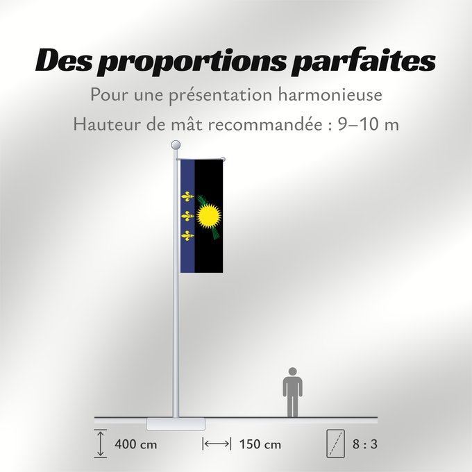 Proportions du drapeau : Unofficial flag of Guadeloupe  local	Unofficial local flag of Guadeloupe	Guadeloupe	Guadalupe. Uso no oficial	Guadalupa