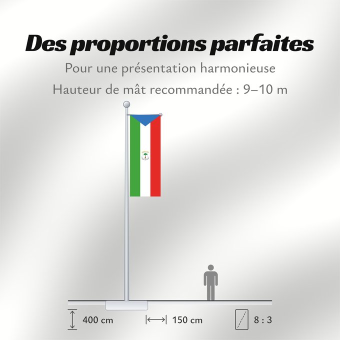 Proportions du drapeau : Equatorial Guinea	Guinée équatoriale	Guinea Ecuatorial	Äquatorialguineas	Guinea Equatoriale	Guiné Equatorial	علم غينيا الاستوائية	Guinea Equatorial	Ekvatora Gvineo	Ekuatore Gineako bandera	Bɛndɛ́lɛ ya Republiki ya Gine-Ekwatorial	Флаг Экваториальной Гвине