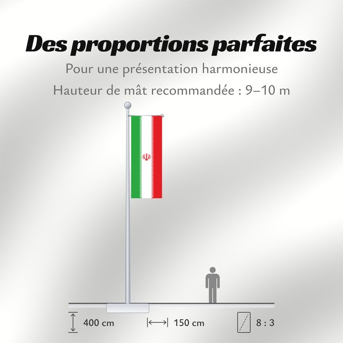 Proportions du drapeau : Iran Irán