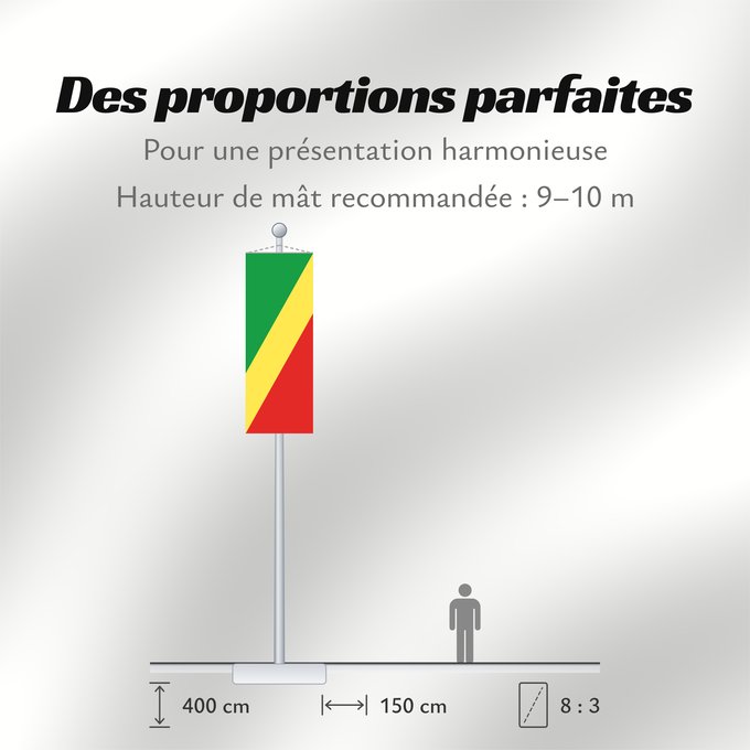 Proportions du drapeau : Republic of the Congo Congo République du Congo República del Congo Republik Kongo Repubblica del Congo República do Congo علم الكونغو Banniel Republik Kongo La Respubliko Kongo Kongoar bandera پرچم جمهوری کنگو Dalapo ya Repubilika ya Kongo Bɛndɛ́lɛ ya Re