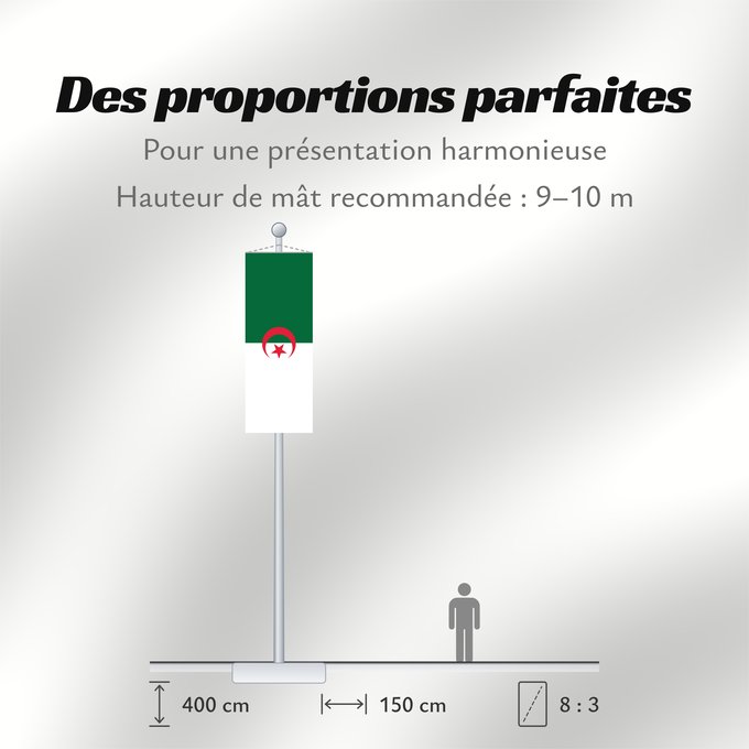 Proportions du drapeau : Algeria L Algérie Argelia Algerien Dell Algeria Algerije Argélia Algierii Vo Algérie علم الجزائر Σημαία της Αλγερίας Alĝerio Algerian דגל אלג יריה Algéria Aljazair アルジェリアの国旗 Asenǧaq n Dzayer 알제리의 국기 Drapèu d Argeria Флаг Алжира Alžirije Algeriets ⴰⵏⴰⵢ ⴰⴷⵣ