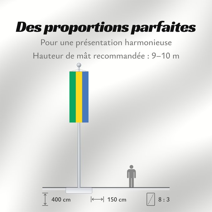 Proportions du drapeau : Gabon Gabón Gabun Gabão علم جمهوريةالغابون Banniel Gabon Gabons Gabono Gabongo bandera پرچم گابن Drapél du Gabon Dalapo ya Ngabu Bɛndɛ́lɛ ya Gabɔ́ Bendêre tî Gaböon
