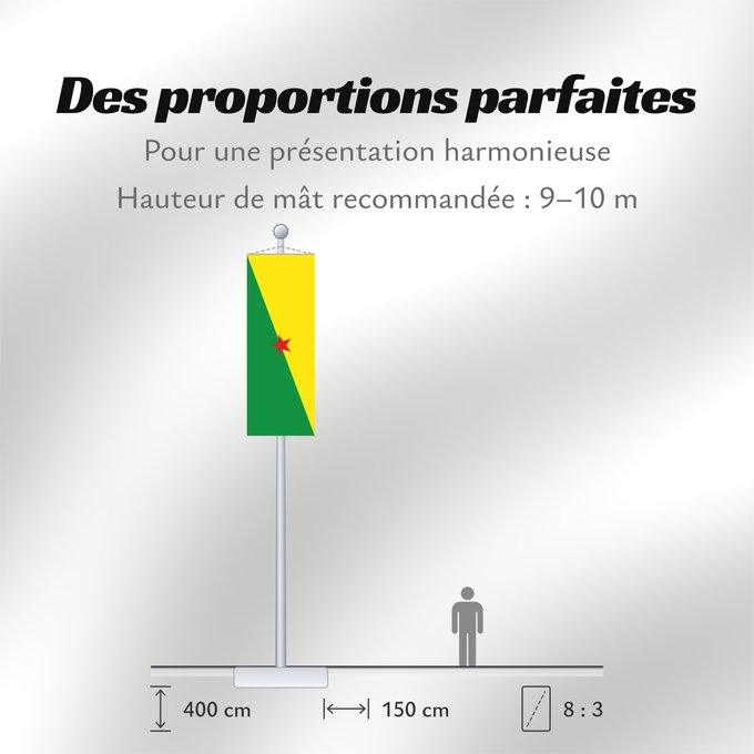 Proportions du drapeau : French Guiana	Guyane	Guayana Francesa	Französisch-Guayana	Guyana Francese