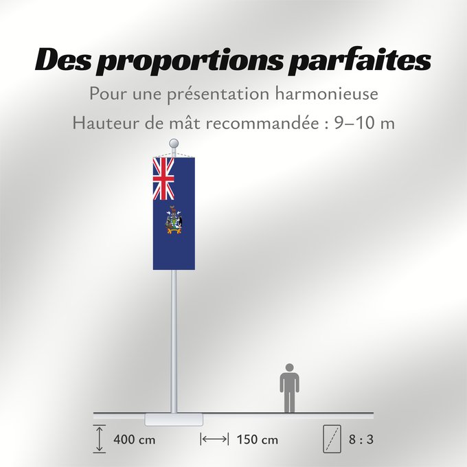 Proportions du drapeau : South Georgia and the South Sandwich Islands Géorgie du Sud-et-les Îles Sandwich du Sud Islas Georgias del Sur y Sandwich del Sur Südgeorgien und die Südlichen Sandwichinseln Georgia del Sud e isole Sandwich del Sud
