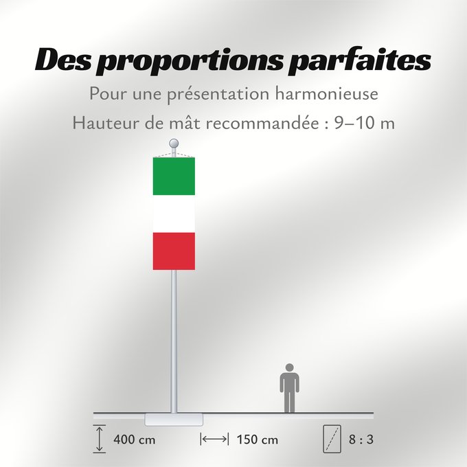 Proportions du drapeau : Italy Italie Italia Italien