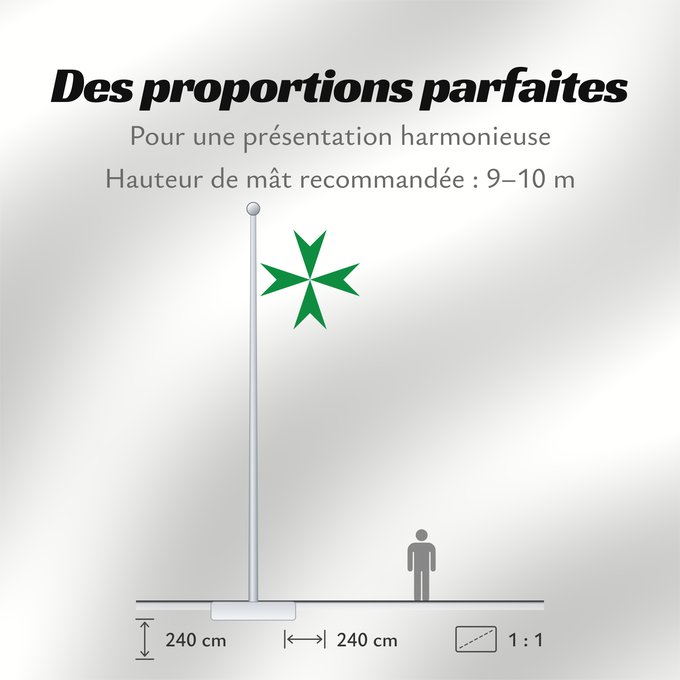 Proportions du drapeau : Militärischer und Hospitalischer Orden des Heiligen Lazarus von Jerusalem