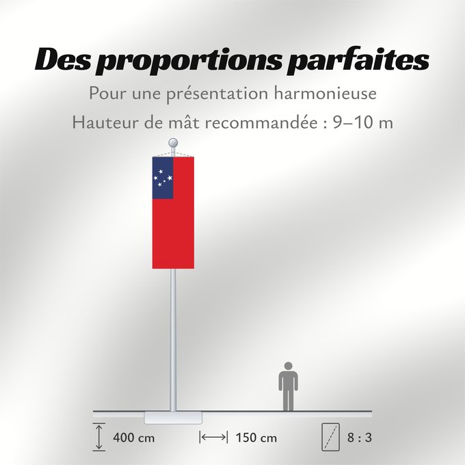 Proportions du drapeau : Samoa	Pīwari o Hāmoa	Samoe	Fu‘a o Sāmoa