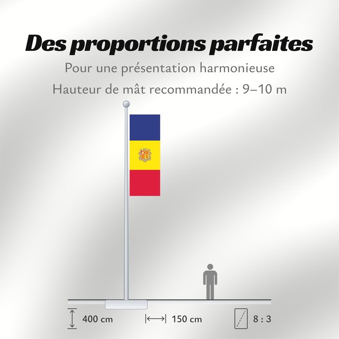 Proportions du drapeau : Andorra civil Andorra - civil version Andorre Andorra