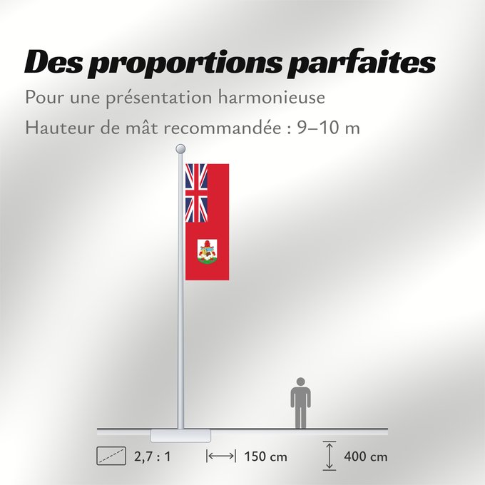 Proportions du drapeau : Bermuda Bermudes Bermudas Bermudów Bermudas fana Brattagh ny Bermioodee Флаг Бермуд