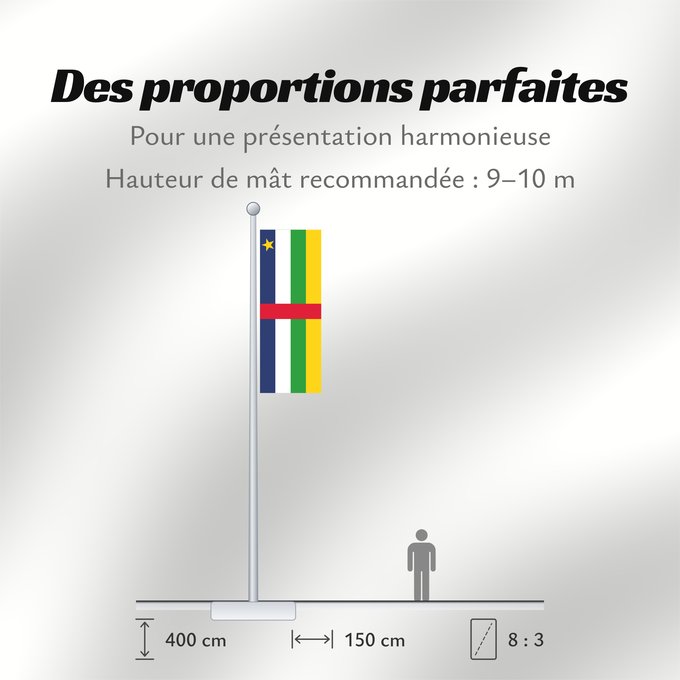 Proportions du drapeau : Central African Republic	The proportions of this flag are 3 2; however	République centrafricaine	República Centroafricana	Zentralafrikanischen Republik	Repubblica Centrafricana	Centraal-Afrikaanse Republiek	علم جمهورية أفريقيا الوسطى	Af den Central Afrika