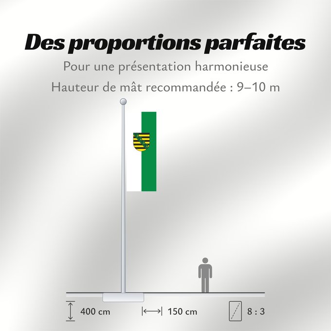 Proportions du drapeau : Saxony Civil flag of Saxony Saxe Sajonia Landesflagge Sachsens Sassonia Sachsens Chorhoj Sakskeje Flaage fon Saksen