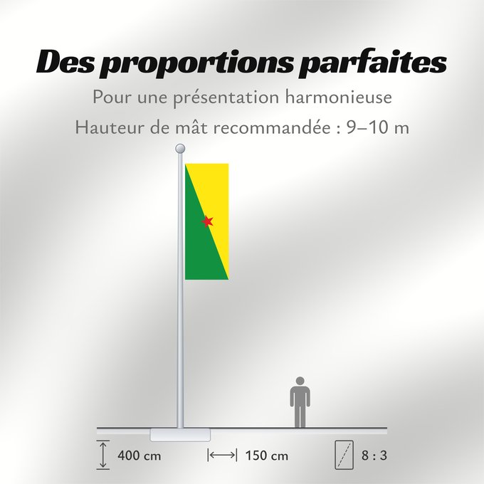 Proportions du drapeau : French Guiana	Guyane	Guayana Francesa	Französisch-Guayana	Guyana Francese