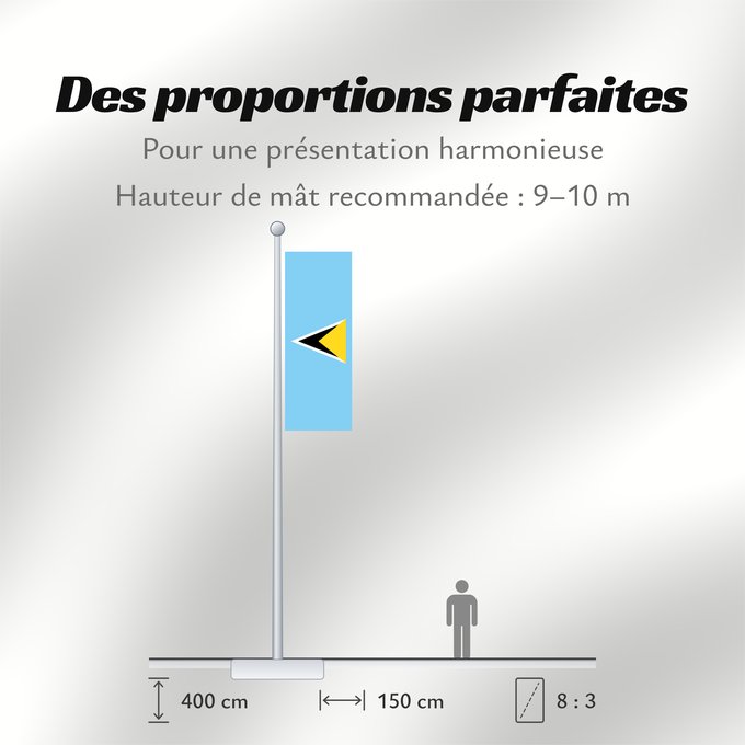 Proportions du drapeau : Saint Lucia	Sainte-Lucie	Santa Lucía	Saint Lucias	St. Lucia	Santa Llucía	Sent Lisi	სენტ-ლუსიას დროშა	Sen Lusia	Флаг Сент-Люсии	Saint Lucije