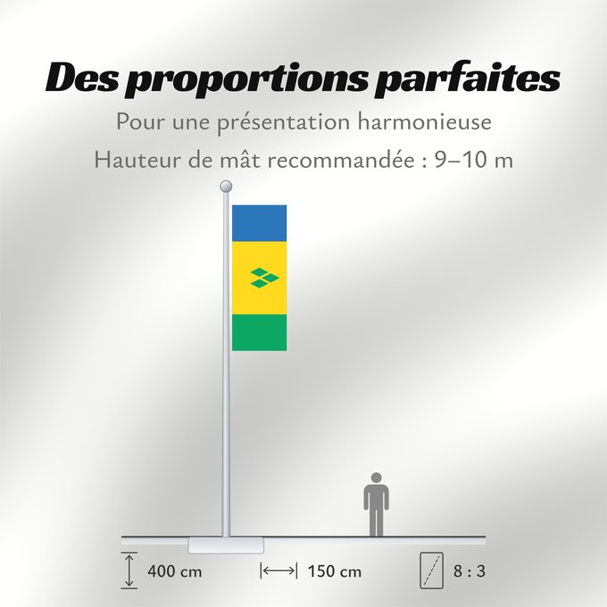 Proportions du drapeau : Saint Vincent and the Grenadines	Saint-Vincent-et-les Grenadines	San Vicente y las Granadinas	St. Vincent und die Grenadinen	Saint Vincent e Grenadine	Флаг Сент-Винсента и Гренадин	Saint Vincenta in Grenadin