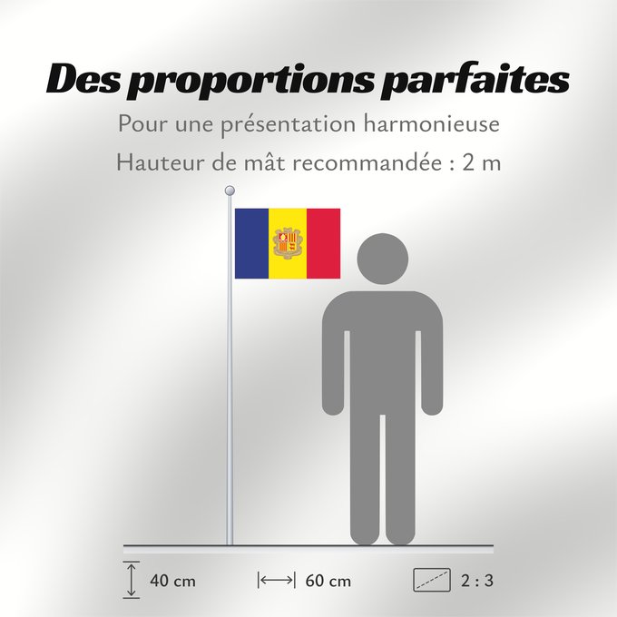 Proportions du drapeau : Andorra civil Andorra - civil version Andorre Andorra
