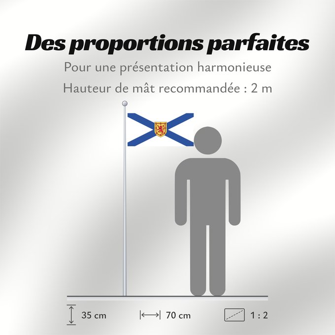 Proportions du drapeau : Nova Scotia Nouvelle-Écosse Nueva Escocia Banniel proviñs Skos-Nevez Nova Scotia