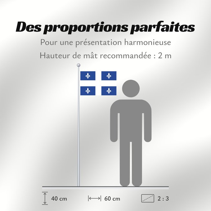 Proportions du drapeau : Quebec Québec Banniel Kebek