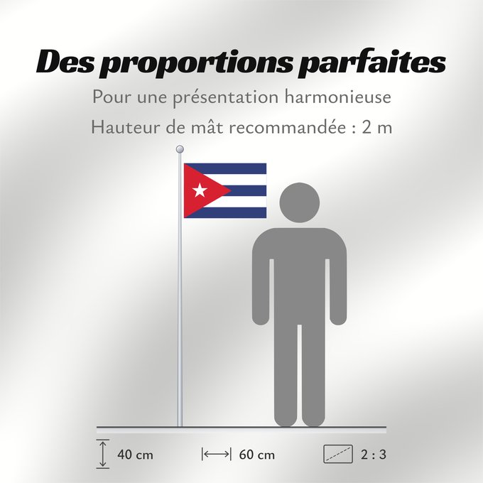 Proportions du drapeau : Cuba Kuba علم كوبا Banniel Cuba Kubo پرچم کوبا Kiba Флаг Кубы Kube Kubas Прапор Куби Quốc kỳ Cuba 古巴国旗