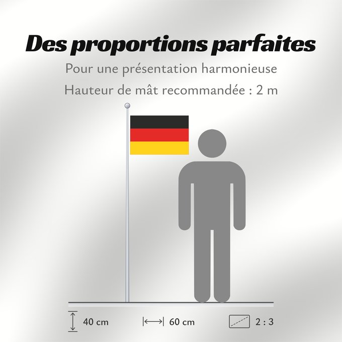 Proportions du drapeau : Germany	Allemagne	Alemania	Deutschland	Germania