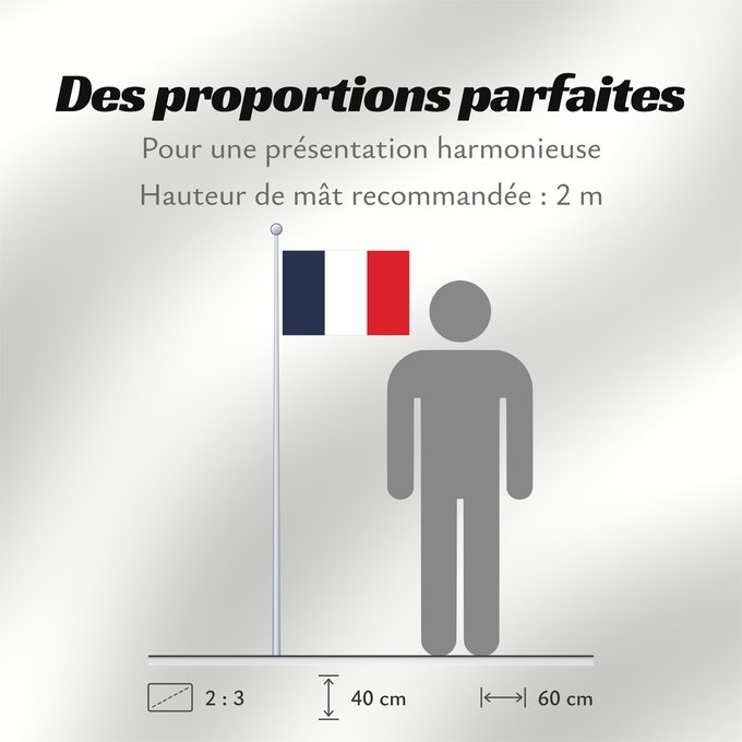 Proportions du drapeau : France	Francia	Frankreich	France in #002654, #FFFFFF, #CE1126