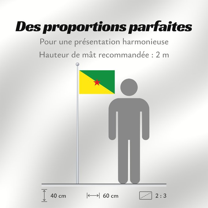 Proportions du drapeau : French Guiana	Guyane	Guayana Francesa	Französisch-Guayana	Guyana Francese