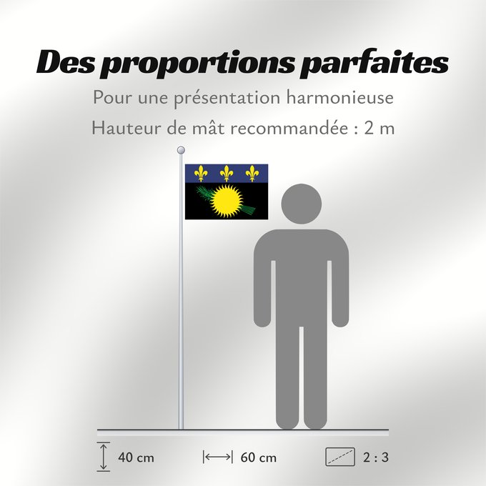 Proportions du drapeau : Unofficial flag of Guadeloupe  local	Unofficial local flag of Guadeloupe	Guadeloupe	Guadalupe. Uso no oficial	Guadalupa