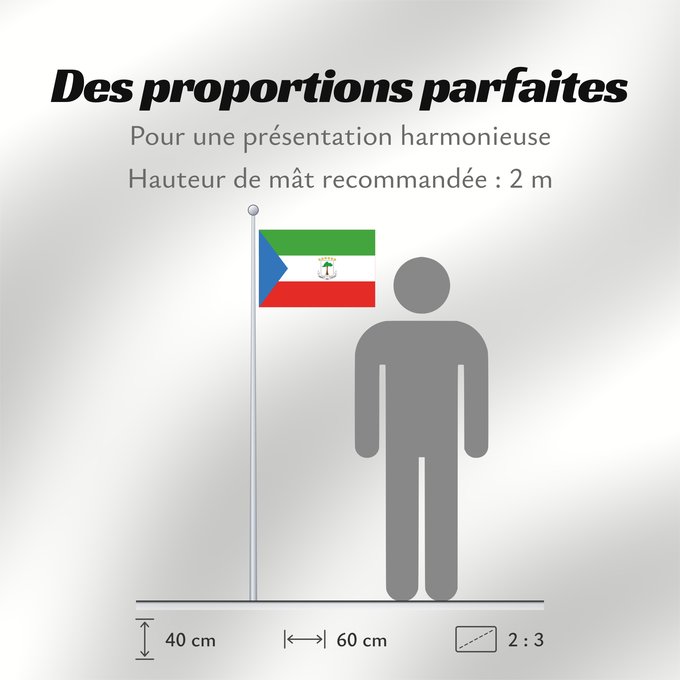 Proportions du drapeau : Equatorial Guinea	Guinée équatoriale	Guinea Ecuatorial	Äquatorialguineas	Guinea Equatoriale	Guiné Equatorial	علم غينيا الاستوائية	Guinea Equatorial	Ekvatora Gvineo	Ekuatore Gineako bandera	Bɛndɛ́lɛ ya Republiki ya Gine-Ekwatorial	Флаг Экваториальной Гвине