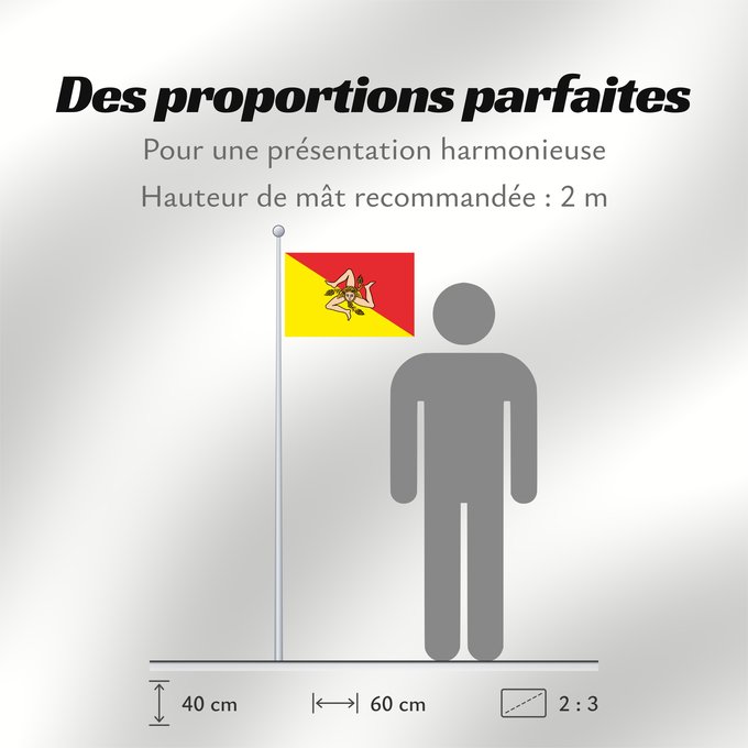 Proportions du drapeau : Sicilian Sicilian Region Région Sicilienne Región Siciliana Sizilianischen Region oder der Autonomen Region Sizilien Regione Sicilia Região Siciliana Regionu Sycylia Bannera dâ Riggiuni Siciliana
