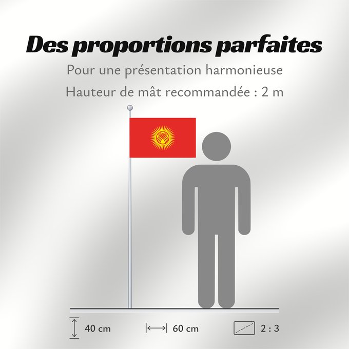 Proportions du drapeau : Kyrgyzstan	Kirghizistan	Kirguistán	Kirgisistan	Kirgizië	علم جمهورية قرغيزستان	Qırğız Respublikasının	Дзяржаўны сцяг Кыргыстану	Kyrgyzstánu	Kirgizio	Ղրղզստանի դրոշը	ყირგიზეთის დროშა	Қырғыз Республикасының мемлекеттік байрағы	Кыргыз Республикасынын мамлекет