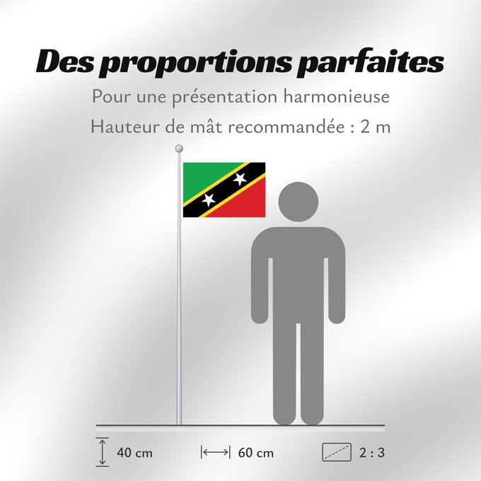Proportions du drapeau : Saint Kitts and Nevis	Saint-Christophe-et-Niévès	San Cristóbal y Nieves	St. Kitts und Nevis	Saint Kitts e Nevis	Saint Kitts a Nevis	Shan Críostóir-Nimheas	Sen Kitts ha Nevis	Флаг Сент-Китса и Невиса	Saunt Kitts an Nevis	Saint Kittsa in Nevisa