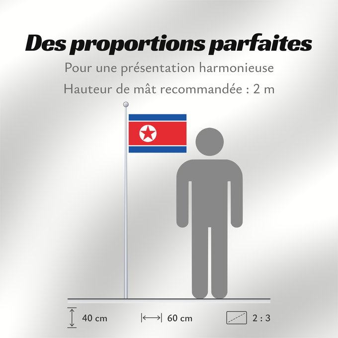Proportions du drapeau : North Korea Korea (Democratic People's Republic) (North Korea) Corée du Nord Corea del Norte Nordkorea Corea del Nord Noord-Korea Coreia do Norte Korei Północnej Corea d o Norte علم كوريا الشمالية Национално знаме на Северна Корея উত্তর কোরিয়ার জাতীয় পত