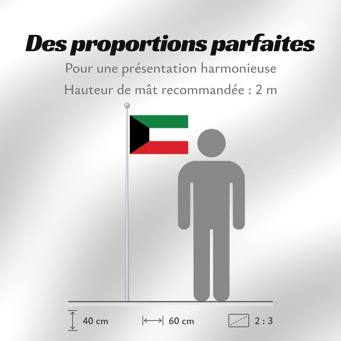 Proportions du drapeau : Kuwait Koweït Kuwaitlabel QS Les