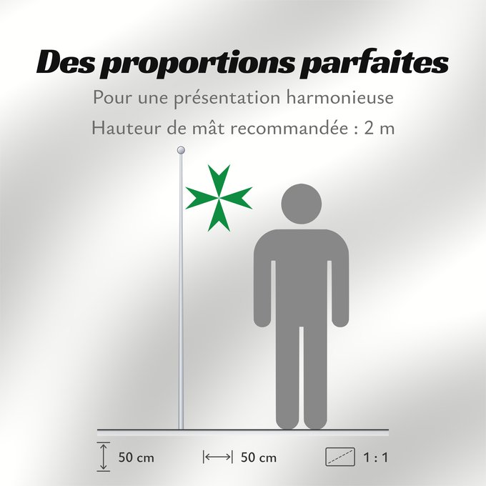 Proportions du drapeau : Militärischer und Hospitalischer Orden des Heiligen Lazarus von Jerusalem