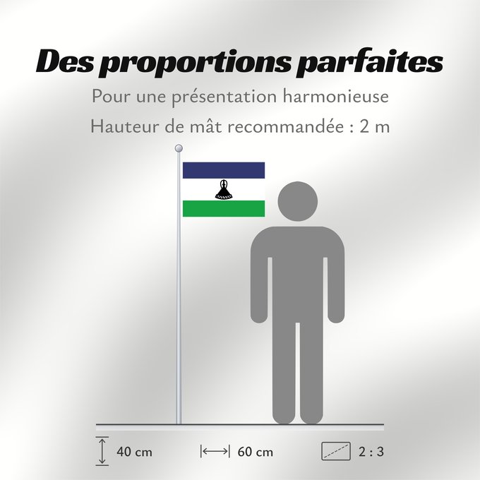Proportions du drapeau : Lesotho Lesoto Lesothos Lesota Seboko ye Lesotho