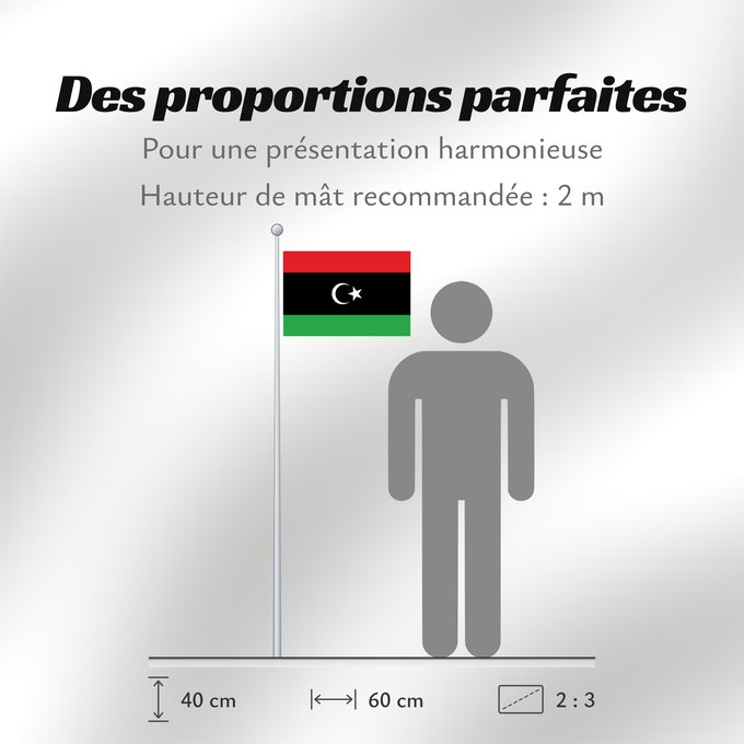 Proportions du drapeau : Libya The national flag of Libya La Libye Libia Libyen Libië Líbia علم ليبيا Banniel Libia Libije Liibüa lipp דגל לוב リビアの国旗。 리비아의 국기 Libyas flagg Libiei Флаг Ливии ⵍⵉⴱⵢⴰ ⴰⵛⵏⵢⴰⵍ ⵏ ⵍⵉⴱⵢⴰ