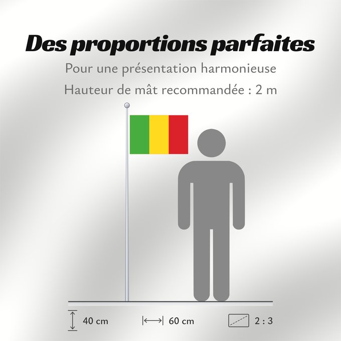 Proportions du drapeau : Mali	Malí	علم مالي	Mali finifana	Malija	Raaya bu Mali