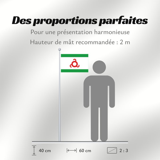Proportions du drapeau : Ingushetia	Republic of Ingushetia	Inguschetien	Inguscezia	Флаг Ингушетии