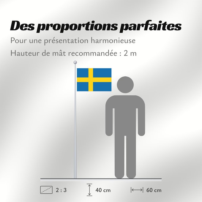 Proportions du drapeau : Sweden Suède Suecia Schweden Svezia