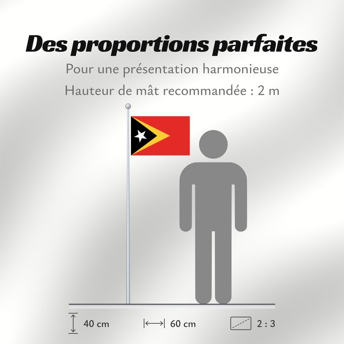 Proportions du drapeau : East Timor Timor-Leste East Timor Timor oriental Timor Oriental Osttimor Timor Est Timor-Leste Oost-Timor Timor-Leste علم تيمور الشرقية তিমুর লেস্তের জাতীয় পতাকা Timor Leste Флаг Восточного Тимора Östtimors Timór Lorosa e nian