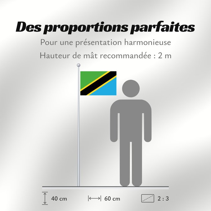 Proportions du drapeau : Tanzania Tanzania, United Republic of Tanzanie Tansania, Vereinigte Republik