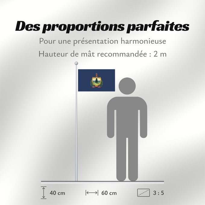 Proportions du drapeau : Vermont Vermont ᏣᏩᎦ ᎦᏓᏘ Ka hae Welemoneka Vermontis Bimááʼ Hahoodzo bidah naatʼaʼí Флаг Вермонта Američke savezne države Vermont