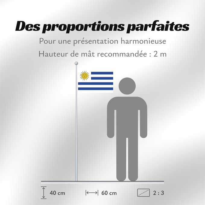 Proportions du drapeau : Uruguay L Uruguay Dell Uruguay Uruguai Urugwaju D Uruguai علم أوروغواي D Uruguay Uruwayi wiphala L Uruguai Urugvajo Uruguaiko bandera E Uruguai Poyvi Uruguái Irigwe ウルグアイの国旗 Pāmitl Uruguay Uruwayi unanchan Флаг Уругвая Urugvaja Uruguays