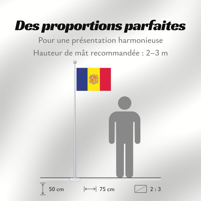 Proportions du drapeau : Andorra civil Andorra - civil version Andorre Andorra