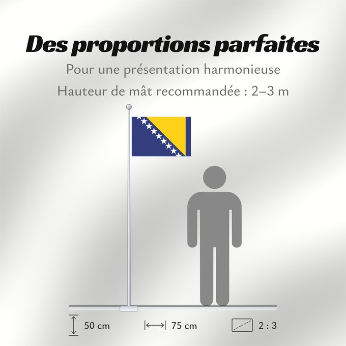 Proportions du drapeau : Bosnia and Herzegovina Bosnie-Herzégovine Bosnia y Herzegovina Bosnien und Herzegowina Bosnia-Erzegovina Bosnië en Herzegovina Bośni i Hercegowiny علم البوسنة والهرسك Bosne i Hercegovine Bosny a Hercegoviny Боснꙑ ꙁнамѧ / Ⰱⱁⱄⱀⱏⰺ ⰸⱀⰰⰿⱔ Bosnien-Hercegovinas